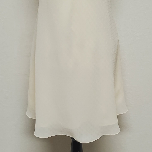 Vintage 80s Micci Creamy Yellow Square Print Sleeveless Chiffon Mini Slip Dress - Picture 5 of 12